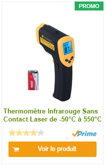 Thermomètre Infrarouge Sans Contact Laser-de -50°C à 550°C avec Ecran LCD